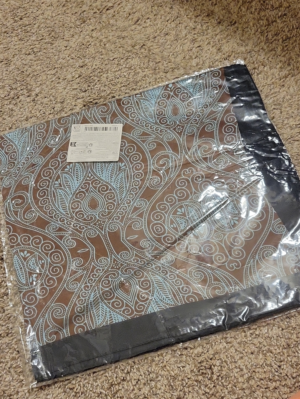 Paisley-Print Women's Scarf in Brown and Light Blue - Unbranded